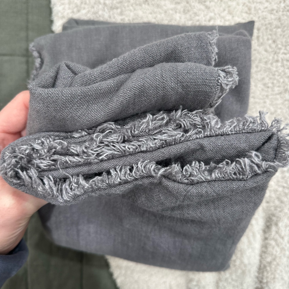 Casaluna Gray Fringed Pillow Covers x2